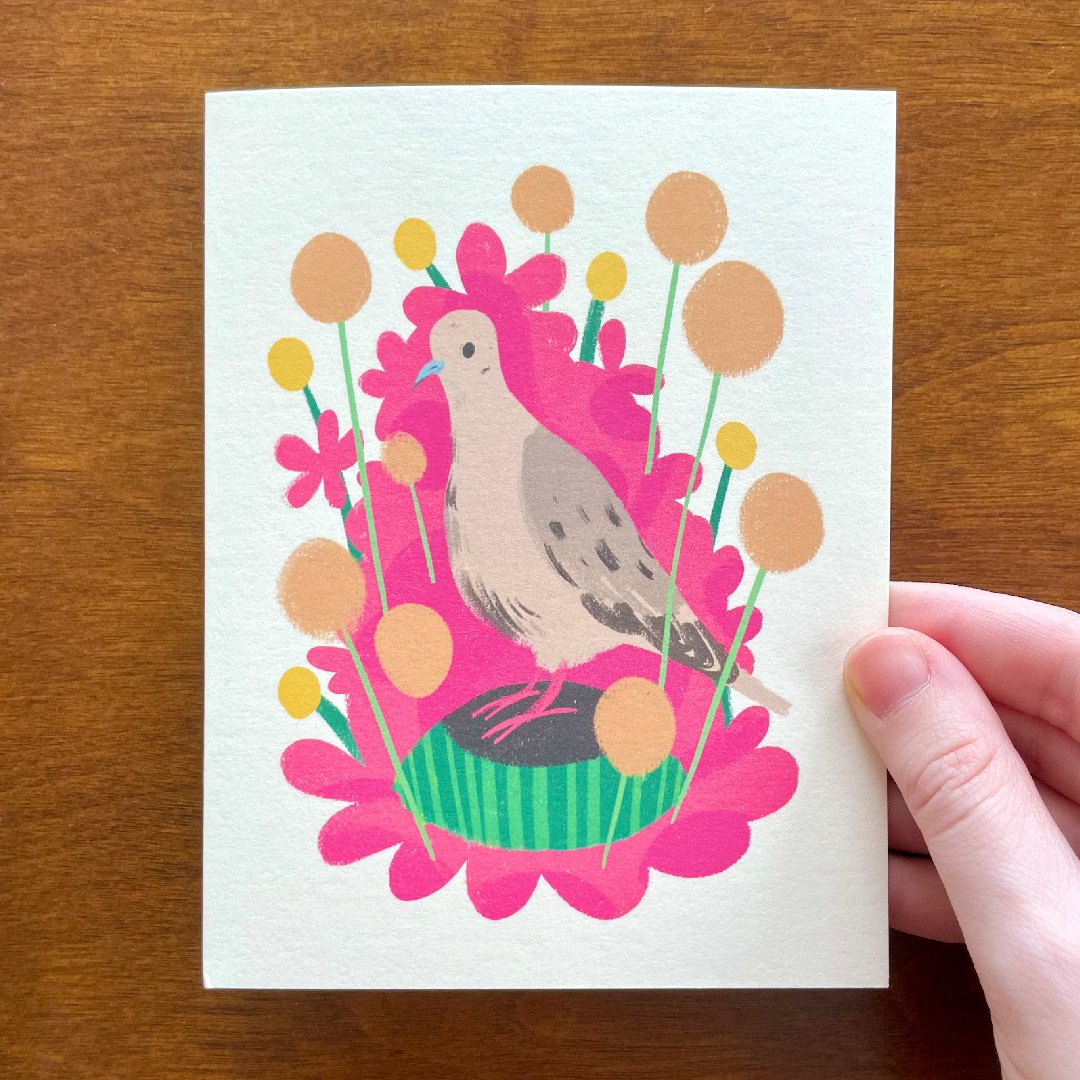 Mourning Dove in Flowers Greeting Card