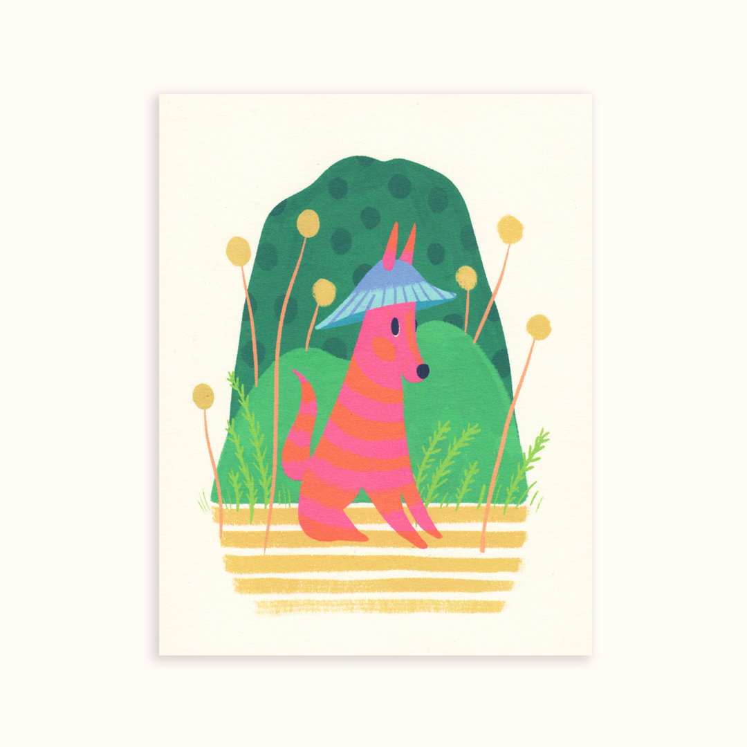 Bucket Hat Garden Fox Greeting Card