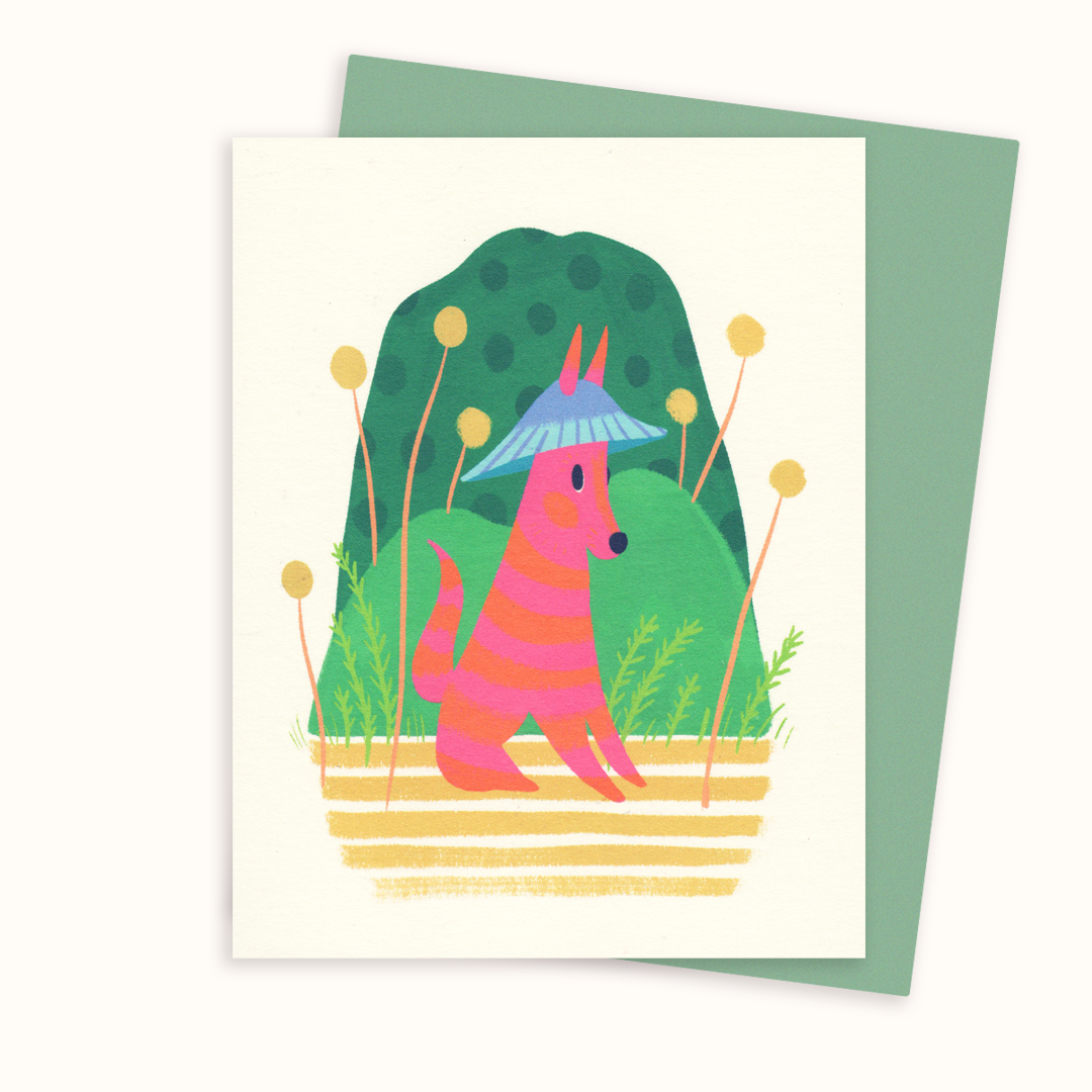 Bucket Hat Garden Fox Greeting Card