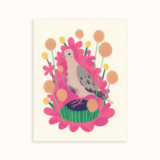 Mourning Dove in Flowers Greeting Card
