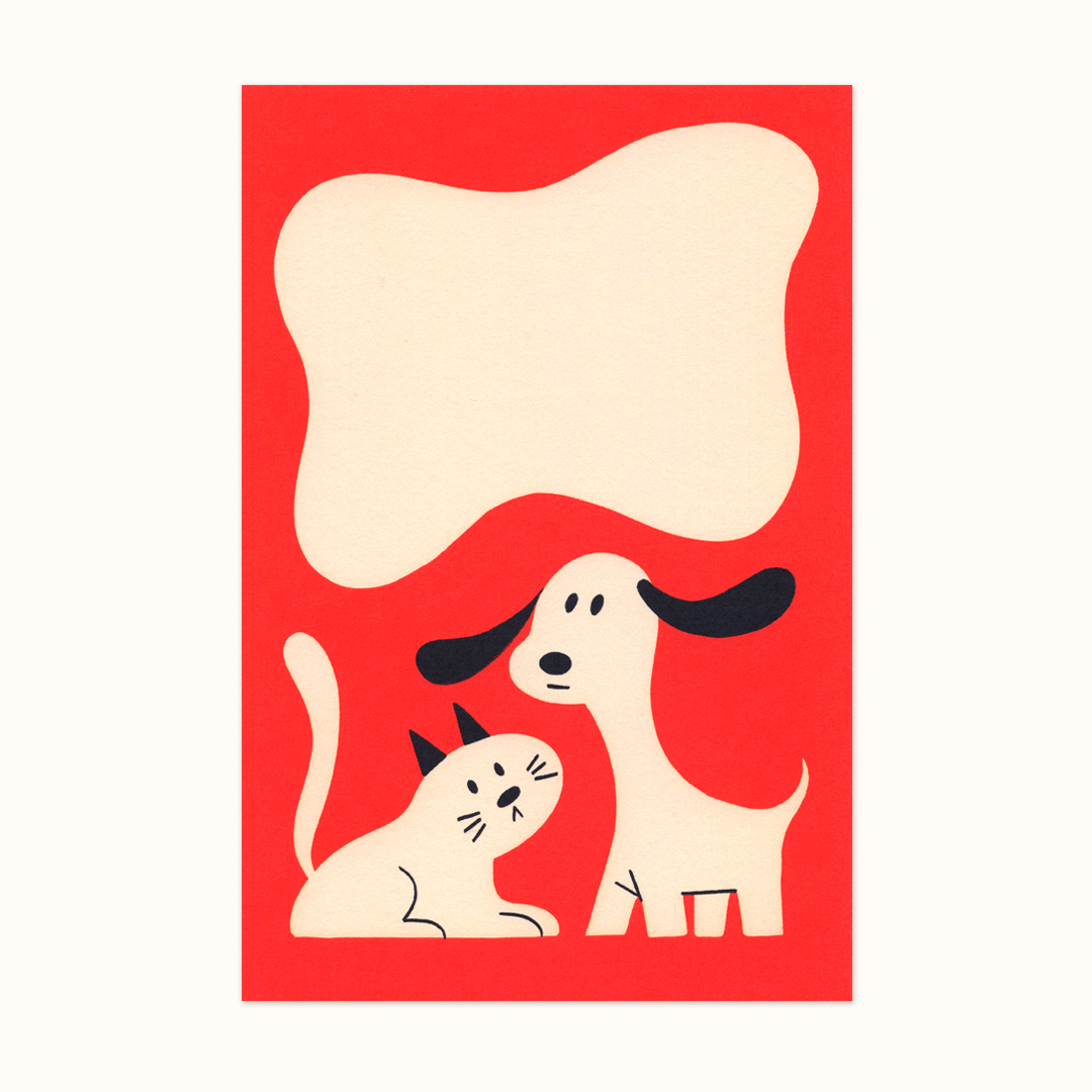 Cat & Dog (Interactive!) Art Postcard