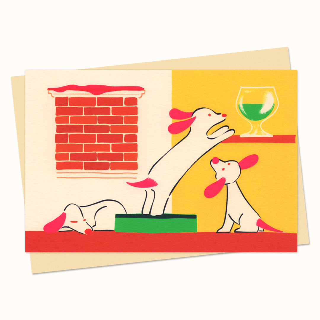 Pooch Party Art Postcard