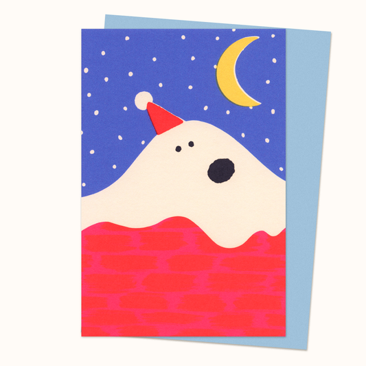 Snow Puppy Art Postcard