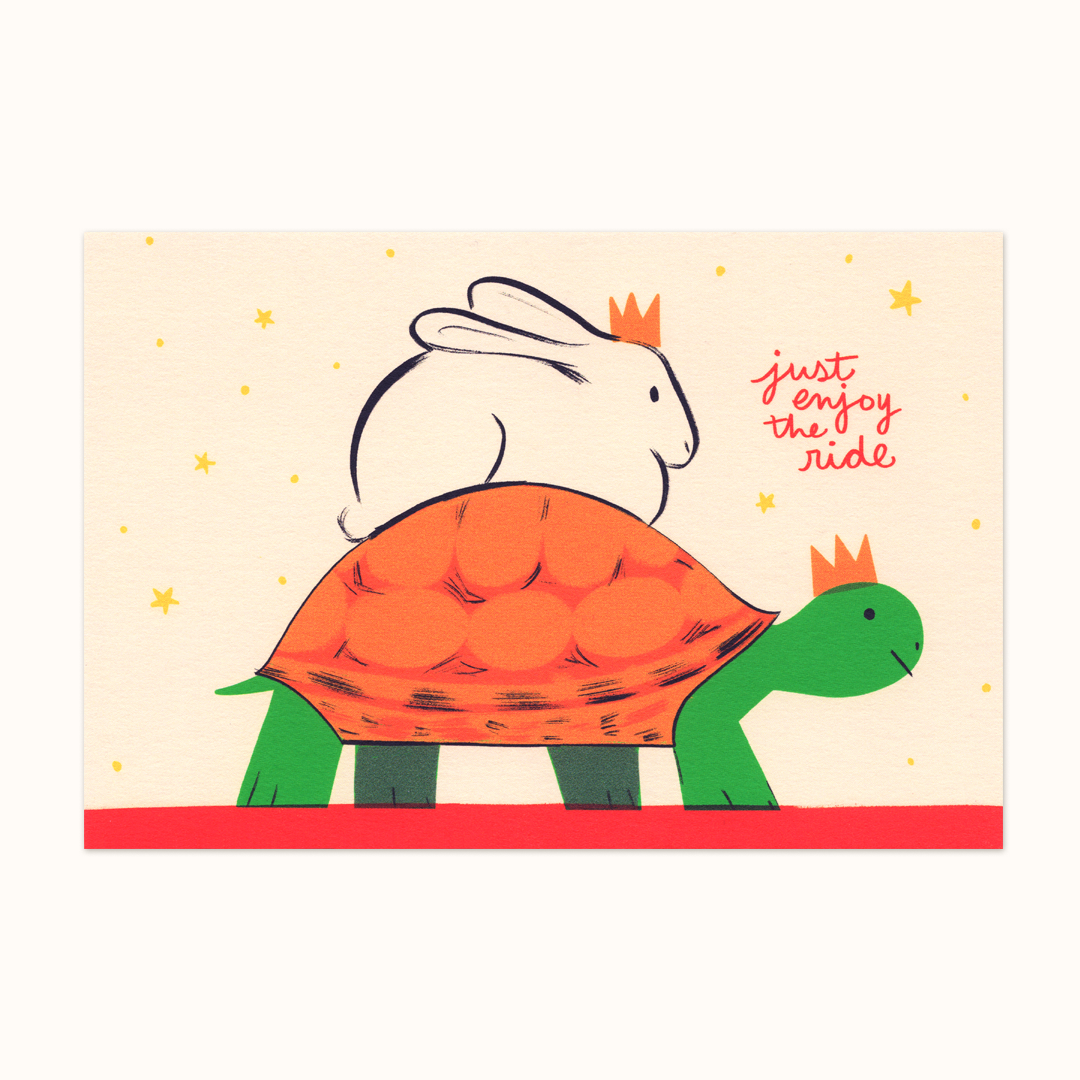 Tortoise and Hare Art Postcard