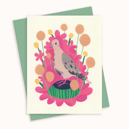 Mourning Dove in Flowers Greeting Card