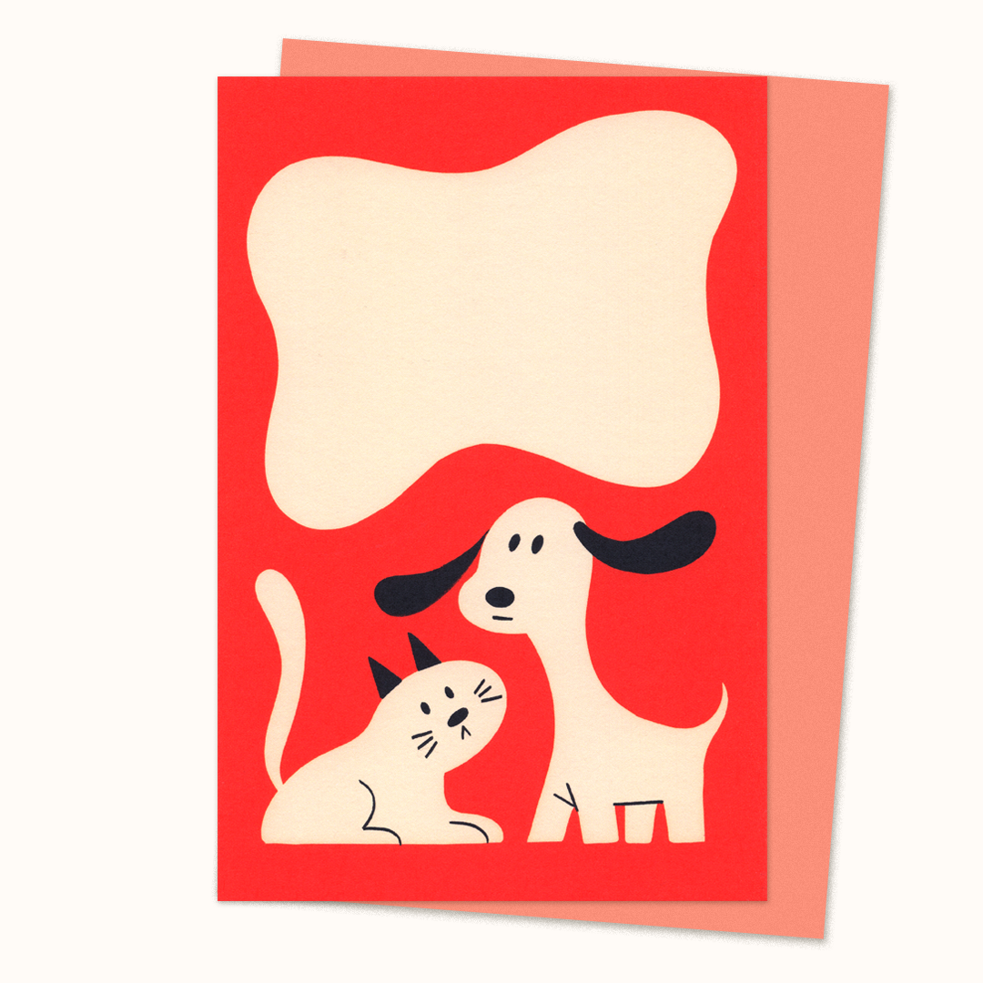 Cat & Dog (Interactive!) Art Postcard