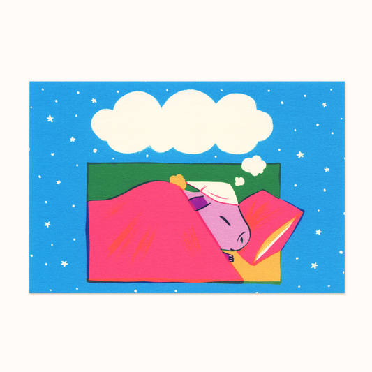 Sleepy Guinea Pig (Interactive!) Art Postcard