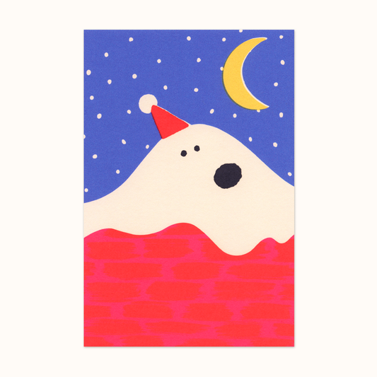 Snow Puppy Art Postcard